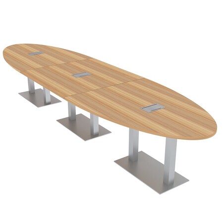 Skutchi Designs 45 in W, 165.75 in L, 29 in H, Engineered Wood Top, Brown HAR-OVL-45X166-DOU-ELEC-XD21
